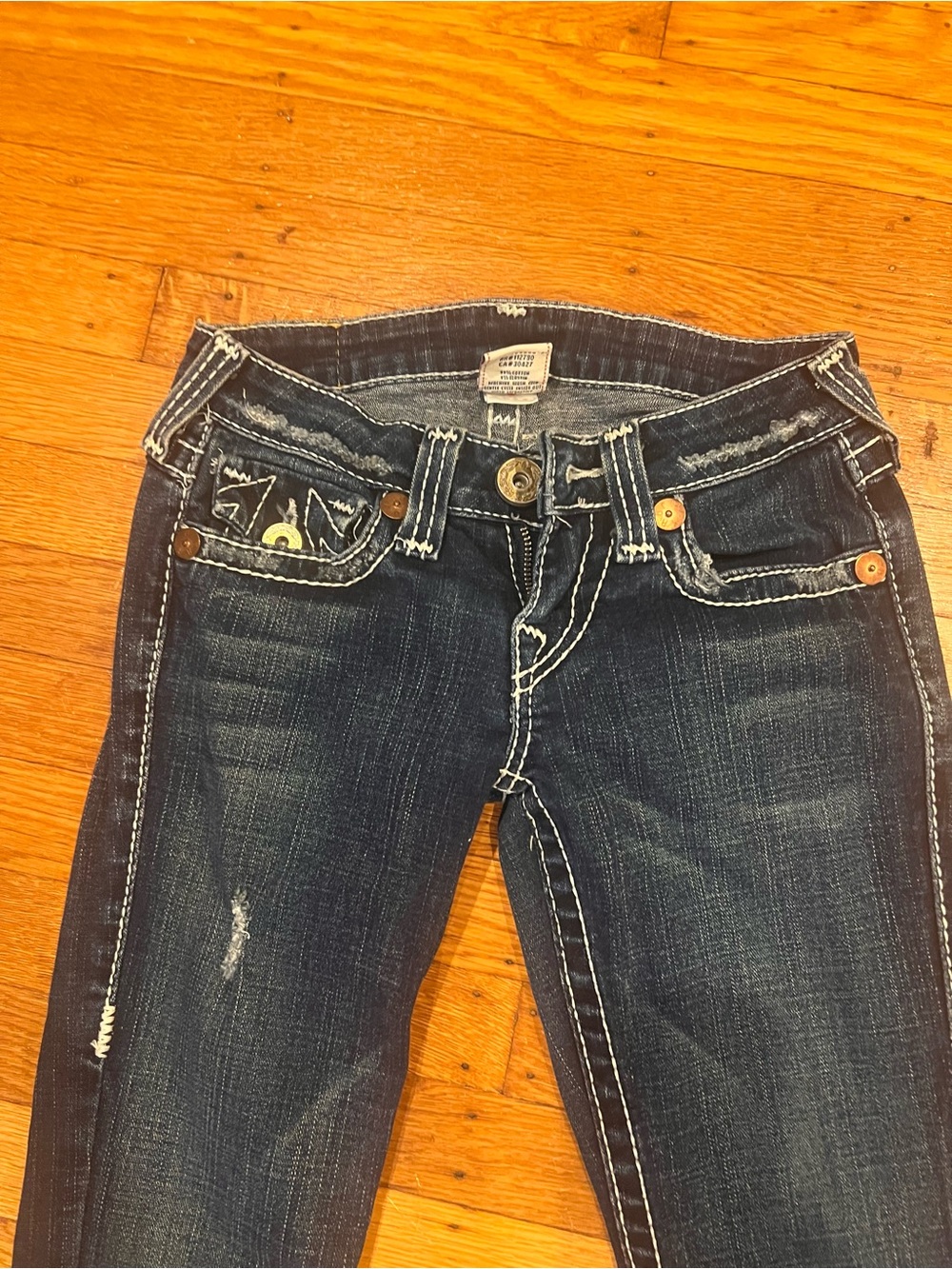 Vintage True Religion Billy Big T Low Rise Jeans - Dark Wash White Stitching